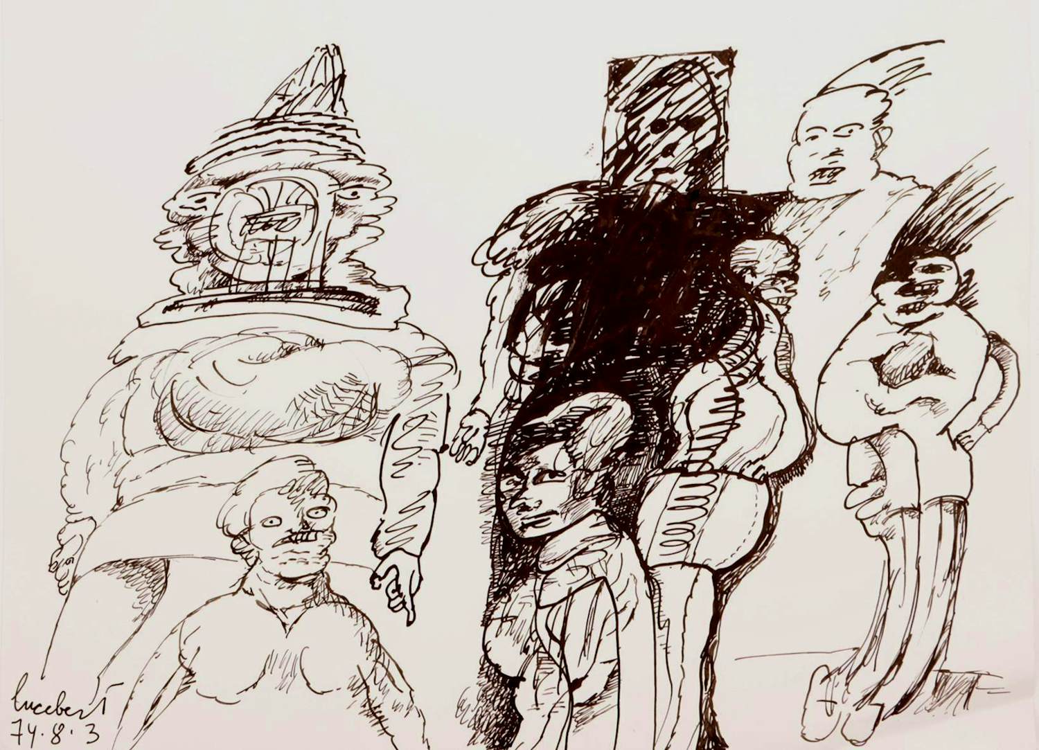 Lucebert - Inkttekening: Diverse personen kopen? Bied vanaf 499!