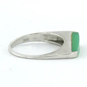 14k witgouden ring bezet met chrysopraas - ringmaat 17,5(55) kopen? Bied vanaf 150!