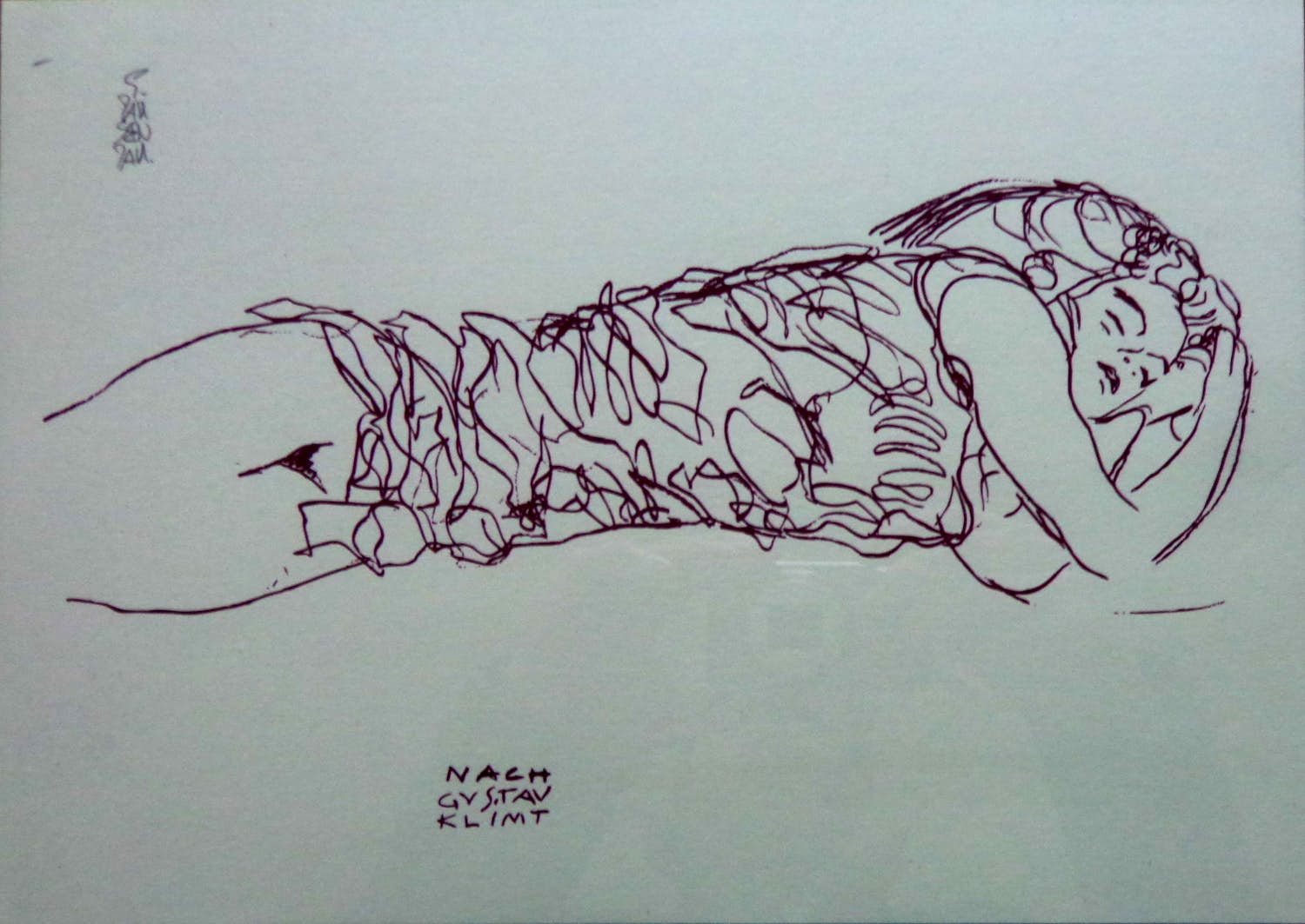 Geert Jan Jansen - NAAKTE VROUW / NACH GUSTAV KLIMT / KLEURLITHO / 31x41cm / KADER / SIG kopen? Bied vanaf 25!