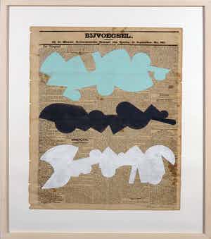 Henri Plaat - Gouache op krantenpapier, Zonder titel - Ingelijst verkocht voor € 150!