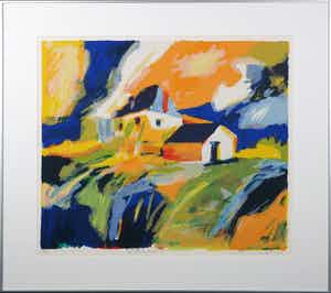 Willem Brauck - Zeefdruk, La Vallée - Ingelijst verkocht voor € 35!