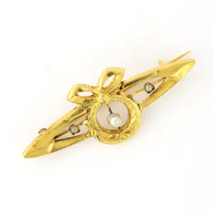 Victoriaanse 18k geel gouden broche met steen parels – 1.6 gram kopen? Bied vanaf 170!