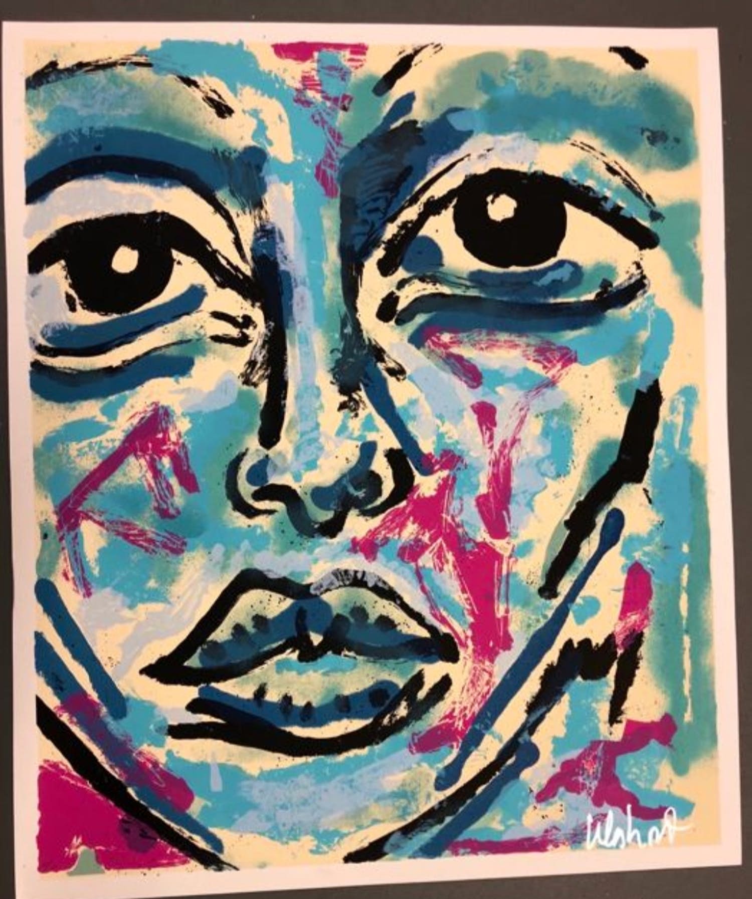 Peter Klashorst - Zeefdruk, Titel, Face. verkocht voor € 50!