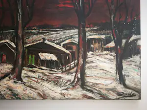 Jacques Mels - Landschap. Bos in de sneeuw. kopen? Bied vanaf 69!