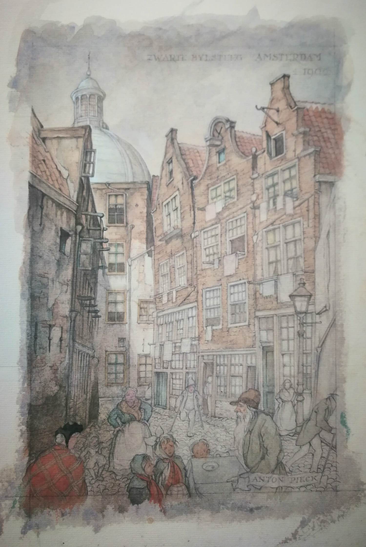 Anton Pieck - Zwarte Bijlsteeg Amsterdam verkocht voor € 49!