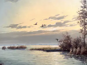 Gien Brouwer - Rivierzicht met vliegende eenden kopen? Bied vanaf 149!