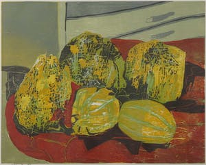 Vincent van Ojen - Houtsnede, Stilleven met meloenen - Ingelijst kopen? Bied vanaf 70!