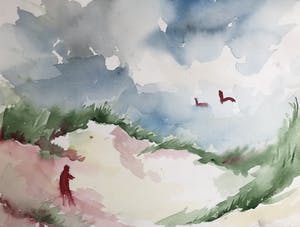 Niet of onleesbaar gesigneerd - Duinpan - aquarel kopen? Bied vanaf 1!