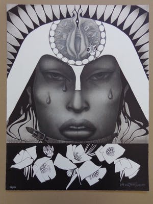 Jef van Tuerenhout - KONINGIN / ZW-W ZEEFDRUK / 65x50cm / SIG kopen? Bied vanaf 75!