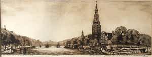 Cornelis Brandenburg - ets - Oude Schans te Amsterdam verkocht voor € 35!