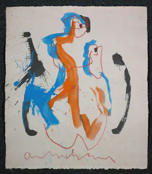 Anton Heyboer - Gemengde techniek (acryl, oost-indische inkt en krijt) Twee figuren kopen? Bied vanaf 250!