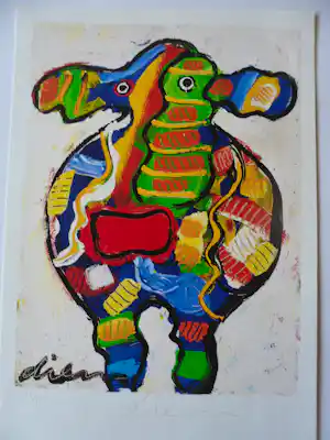 Peter Diem - Zeefdruk Cow verkocht voor € 35!