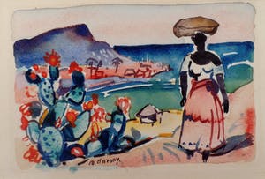Jan van Anrooy - Kaapstad - Tafelberg - Atlantische Oceaan - Aquarel kopen? Bied vanaf 149!