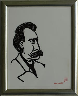 Pieter Zandvliet - Inkttekening , “Man met snor” – gesigneerd en ingelijst - 2013 kopen? Bied vanaf 35!