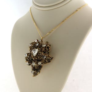 14k gouden collier met broche/hanger bezet met roos geslepen diamant kopen? Bied vanaf 1500!