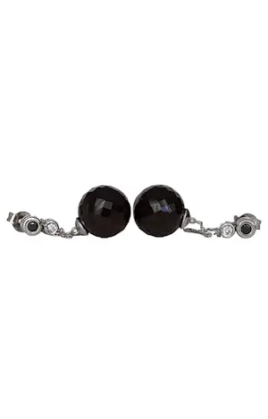 18kt witgouden oorbellen met zwarte kwarts, zwarte zirkoon en diamanten kopen? Bied vanaf 320!