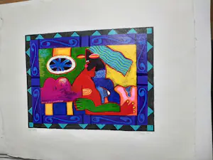 Clemens Briels - Zeefdruk op geschept papier, Mujer pelo azul kopen? Bied vanaf 40!