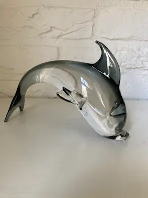 Murano Glas - Murano – Vintage Italiaanse dolfijn van gerookt glas – art-glass uit de jaren 60 kopen? Bied vanaf 25!