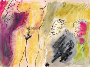 Luis Filcer - Gemengde techniek op papier, Vrouw VIII verkocht voor € 50!