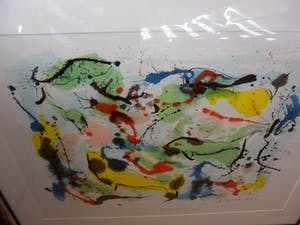 Nic Jonk - Zeefdruk, Titel, "Schone lucht". - Ingelijst groot. kopen? Bied vanaf 120!