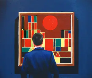 Gerard Boersma - Brug Und Sonne (Man genietend van schilderij Paul Klee) kopen? Bied vanaf 400!