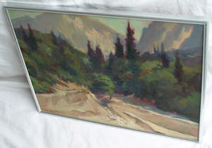 Klaas Pijlman - Olieverf op canvasboard ,”Droge rivier, Italië” - ingelijst – 1983 kopen? Bied vanaf 30!