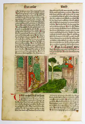 Anton Koberger - Wiegedruk en houtsnede, Blad uit de 9e Duitse Bijbel verkauft für € 150!
