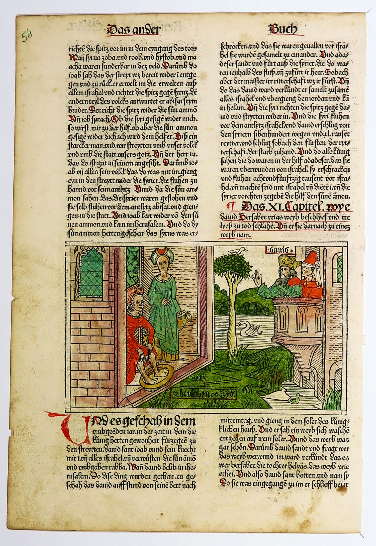 Anton Koberger - Wiegedruk en houtsnede, Blad uit de 9e Duitse Bijbel kopen? Bied vanaf 150!