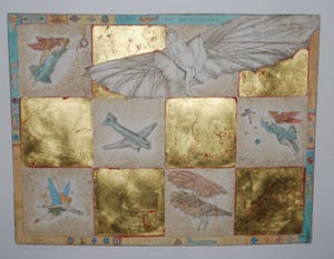 Gea Karhof - On Golden Wings - kleurets met preegdruk 1994 - ingelijst kopen? Bied vanaf 55!