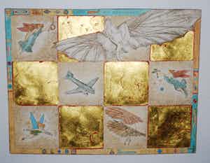 Gea Karhof - On Golden Wings - kleurets met preegdruk 1994 - ingelijst verkocht voor € 55!