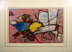Piet Bekker - Olieverf op doek, Abstracte compositie - Ingelijst verkauft für € 40!