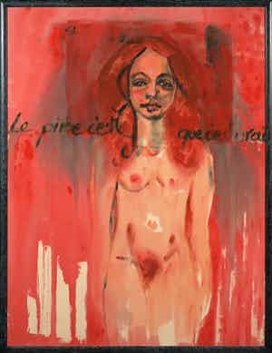 Sandrine Lambert - Olieverf op doek, Le pire c'est que c'est vrai - Ingelijst verkocht voor € 1!