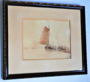 Everhardus Koster - fraai uitgewerkte aquarel met twee bemande botters vendu pour 180€ !