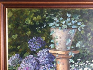 Leonie Maréchal - stilleven met hortensia's, hedera en margriet kopen? Bied vanaf 85!