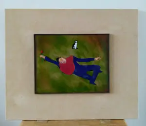 Niet of onleesbaar gesigneerd - Jo Pop (Hilversum), originele voorstelling in kleurrijk emaille kopen? Bied vanaf 1!