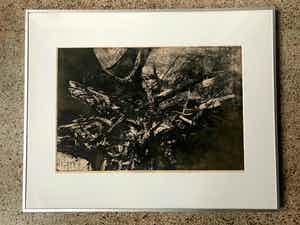 Werner Moonen - 'Vogels in de Storm' - handgesign. GROTE ets / Barth Lijst- Kleine oplage 1964 verkocht voor € 250!