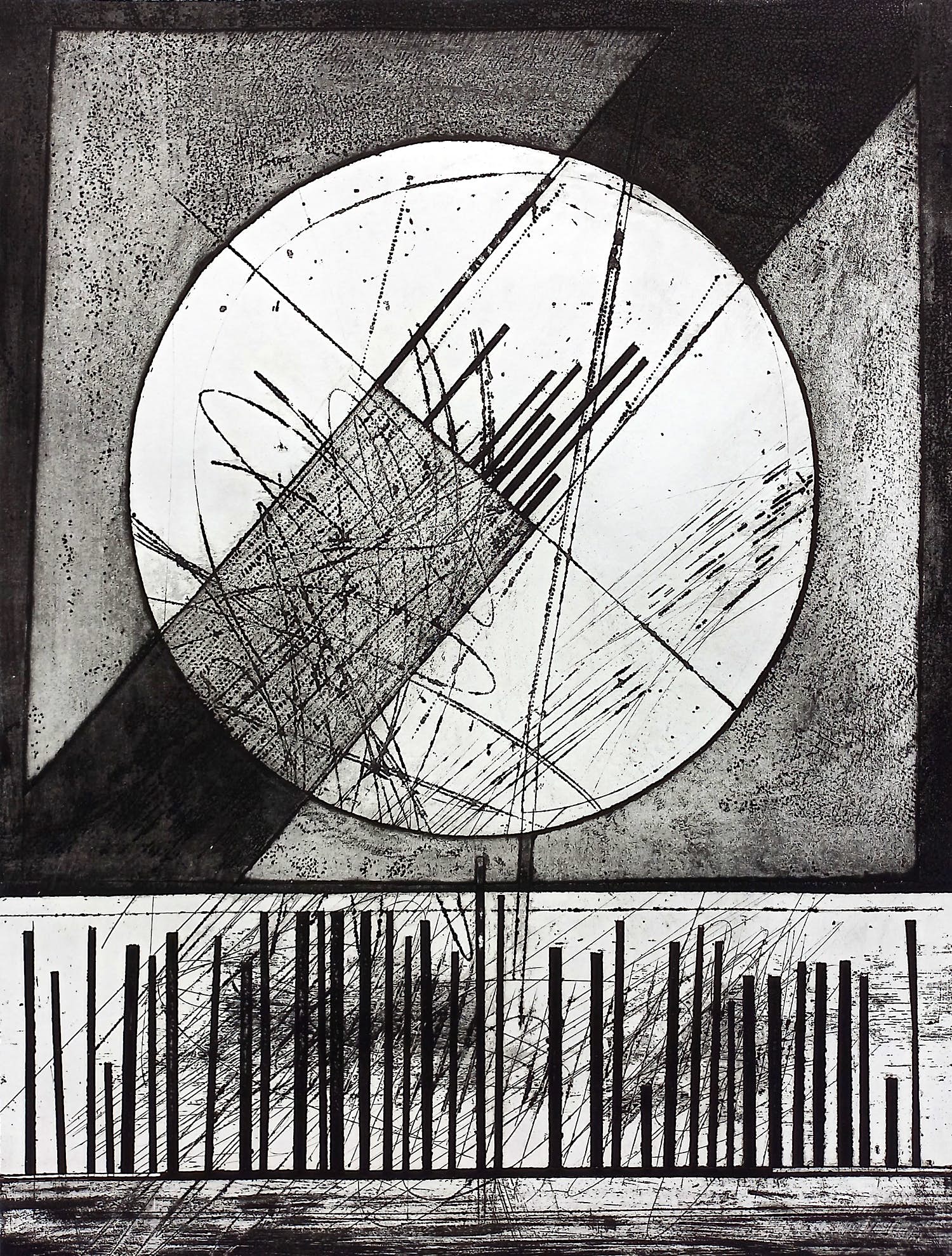 Ko Oosterkerk - Abstracte compositie, ets kopen? Bied vanaf 75!
