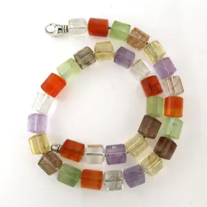 kralen collier van carneool, amethist, bergkristal, citrien en rutiel kwarts kopen? Bied vanaf 80!