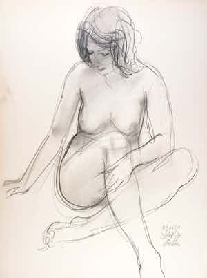 Otto Dicke - Potlood op karton, Marga verkocht voor € 150!