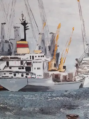 Niet of onleesbaar gesigneerd - Havenzicht met schepen aan de kade kopen? Bied vanaf 1!