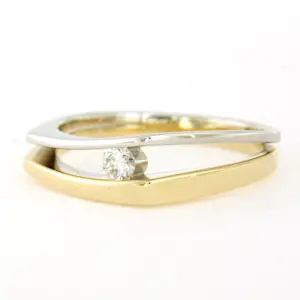 14k bicolour gouden ring met briljant geslepen diamant 0.15ct - rm 18 kopen? Bied vanaf 400!