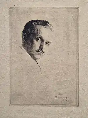 Ferdinand Schmutzer - Seltene original Radierung Selbstporträt um 1910 - signiert verkauft für € 49!