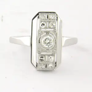 ART DECO 14k gouden ring met briljant en single cut geslepen diamant tot. 0.20ct kopen? Bied vanaf 360!
