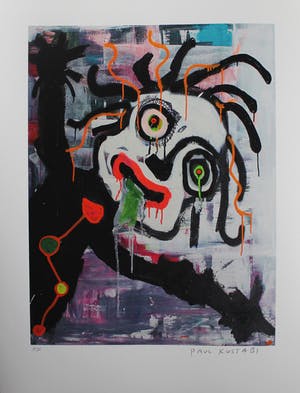 Paul Indrek Kostabi - Kleurengiclee PANCAKE MOUNTAIN Handgesigneerd. kopen? Bied vanaf 55!