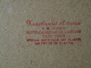 Marius Johannes Janssen - Ingelijste en ingekleurde ets , Zakkendragershuisje Schiedam – ca. 1950 kopen? Bied vanaf 35!