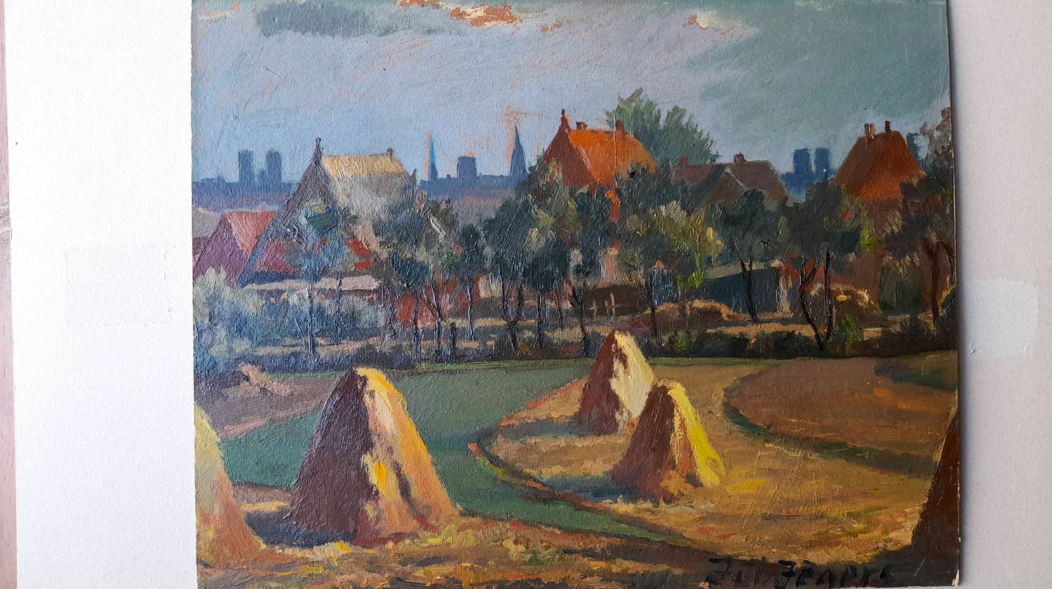 Julijs Jegers - Dorf in Lettland zur Erntezeit mit Getreidehocken kopen? Bied vanaf 450!