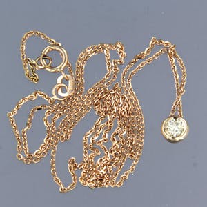 14K Goud - rosé gouden collier met 0.12 ct diamant kopen? Bied vanaf 160!