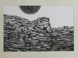 Jan Bernard Meinen - Fantasie landschap met hemellichaam kopen? Bied vanaf 35!