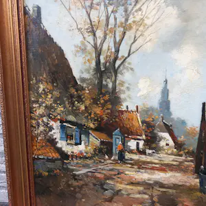 H. Noordam - Landschap met Dorp. kopen? Bied vanaf 40!