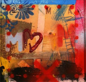 Theo Koster - Gemengde techniek op board, Love mama I - Ingelijst kopen? Bied vanaf 1!